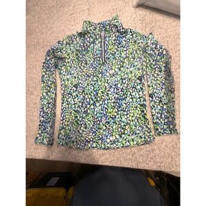 IBKUL Women's Long Sleeve 1/4 Zip Golf Tennis Top UPF 50 Cool Feel Print XS NWOT